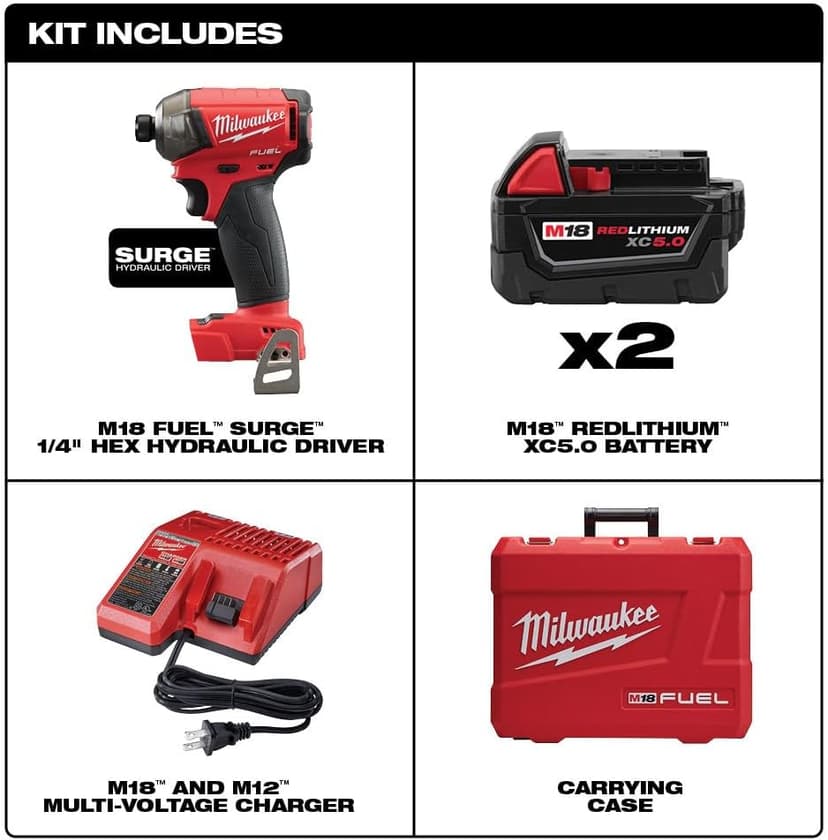 Milwaukee Elec Tool DB303552 Fuel Surge 1/4" Hex Hydraulic Driver Kit, 2760-22