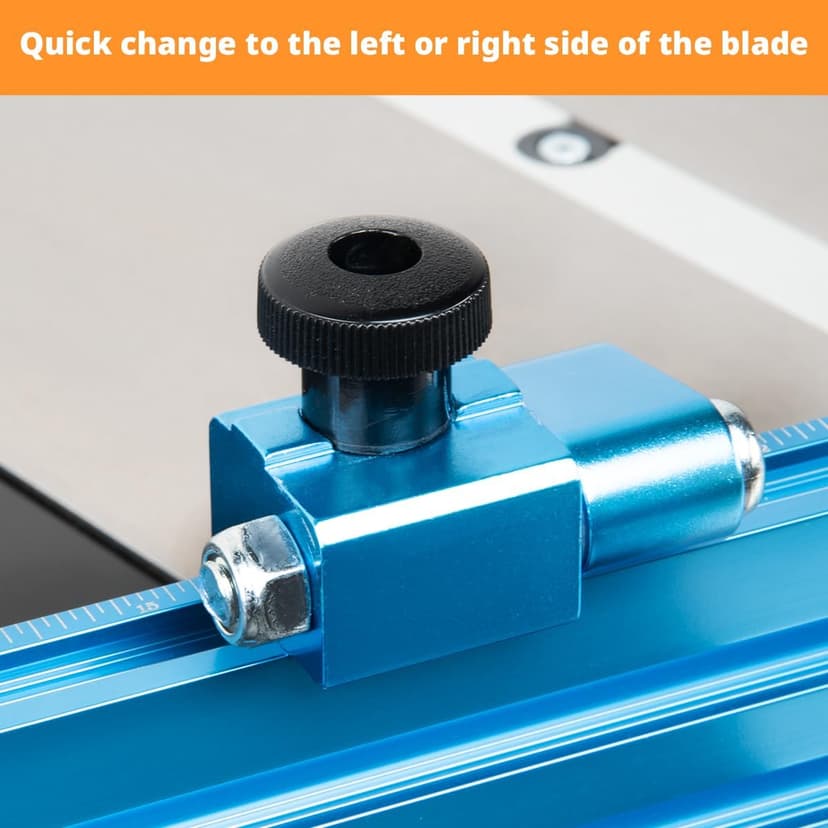 POWERTEC 71391 Table Saw Precision Miter Gauge System w/ 27 Angle Stops and 3/4”x 3/8”T-Slotted Miter Bar w/Removable T-Slot Plate; Includes 24”x 3” Multi T–Track Fence w/Scale, T-track Flip Stop