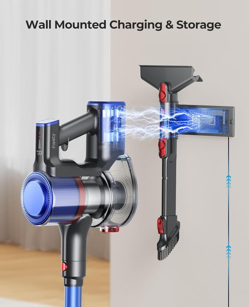 Cordless Vacuum Cleaner, 45Kpa 550W 60Mins Vacuum Cleaners for Home, Self-Standing Stick Vacuum Cleaner with Wall Mount Charging, Scented Card, for Furniture, Carpet, Pet Hair, Hard Floor
