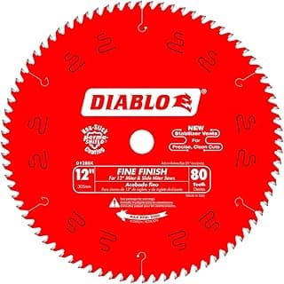Diablo Saw Blade for Wood - 12" x 80 Teeth, Fine Finish, Hi-Density Carbide, 1" Arbor - D1280X