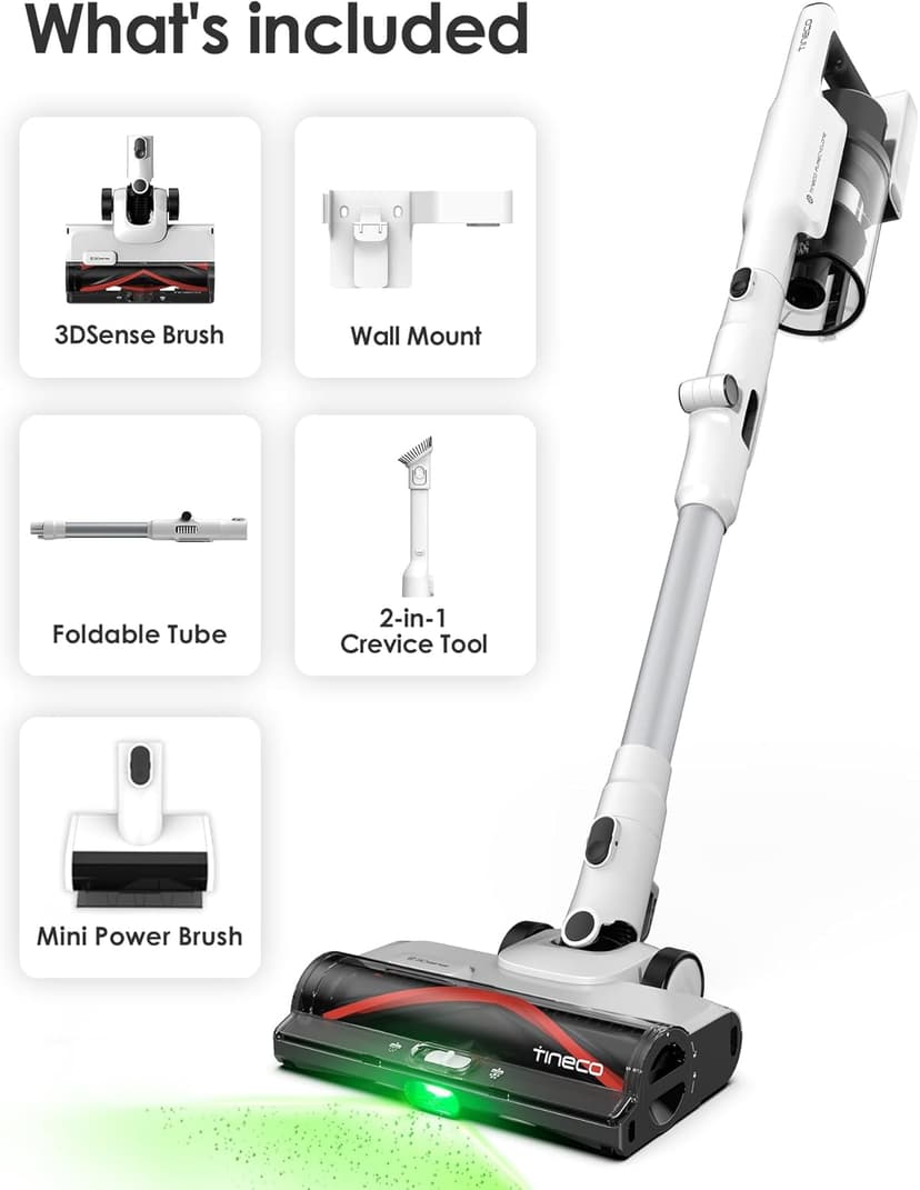 Tineco Pure ONE A50S Cordless Stick Vacuum Cleaner, 185W Suction,1L Larger Dustbin, 3DSense Power Brush, PureCyclone Tech, Easily Tackles Large Debris