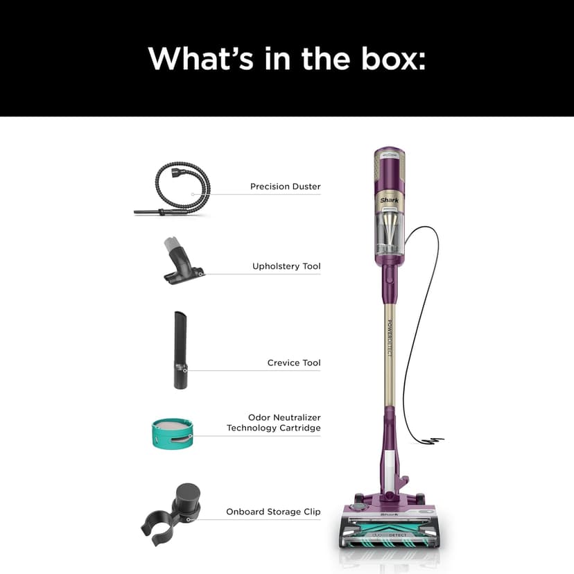Shark POWERDETECT Ultra-Light Corded Stick Vacuum with DuoClean Technology, Self-Cleaning Brushroll for No Hair Wrap, Anti-Allergen Complete Seal, and Odor Neutralizer Technology, Purple, HZ4001AMZ