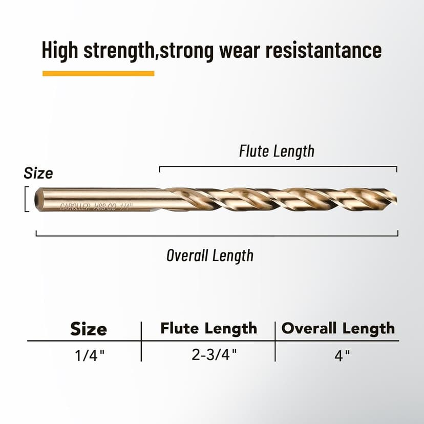29Pcs Drill Bit Set, 135 Degree Tip High Speed Steel with Black and Gold Finish, Stainless Steel, Plastic and Wood with Metal Indexed Storage Case 1/16"-1/2" (29pcs Black and Gold)
