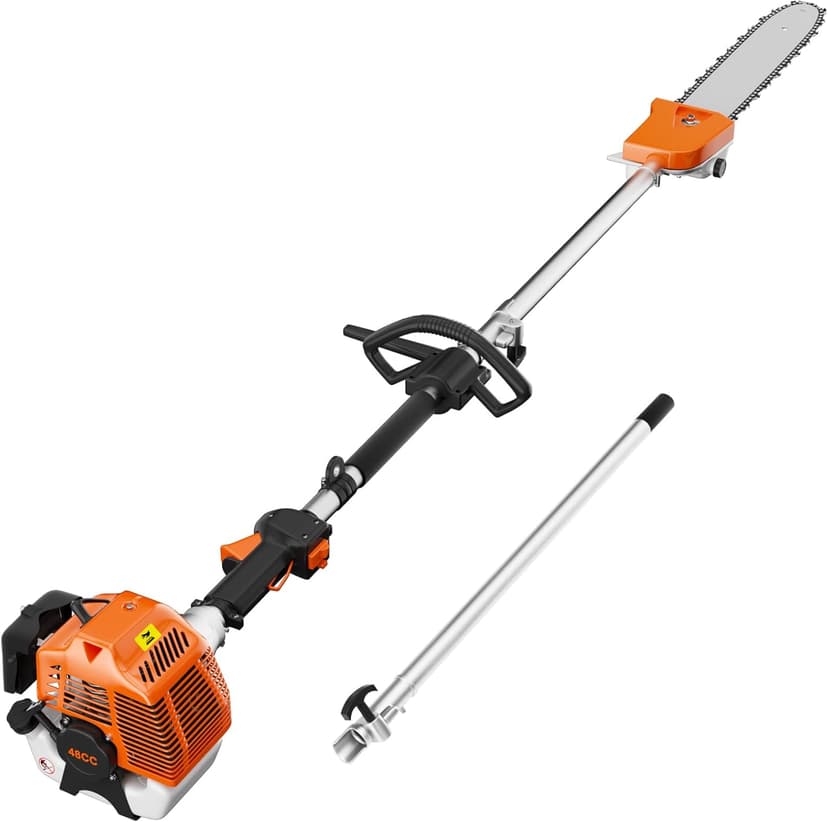 Gas Powered Pole Saw, 48cc 2-Cycle Gas Pole Saws for Tree Trimming with 11.5in Cutting Bar,16-FT Height Reachable Cordless Extension Chainsaw for Tree Trimming Bush Pruning Branch Cutting