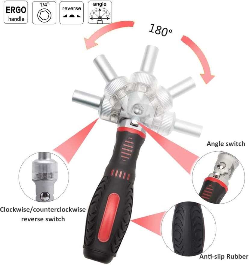 61 in 1 Ratcheting Screwdriver Set, Magnetic Screwdriver Bit Set with Rotatable Ratchet Handles, Sockets & Bits, Household Repair Tool Kits for Computers, Electronic Devices, Furniture