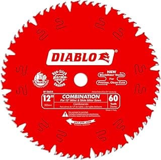 Diablo Combination Saw Blade for Wood - 12" Diameter, 60 Comb Teeth, 1" Arbor, .118" Kerf, 15� Hook Angle, .071" Plate, 6,000 Max RPM - D1260X