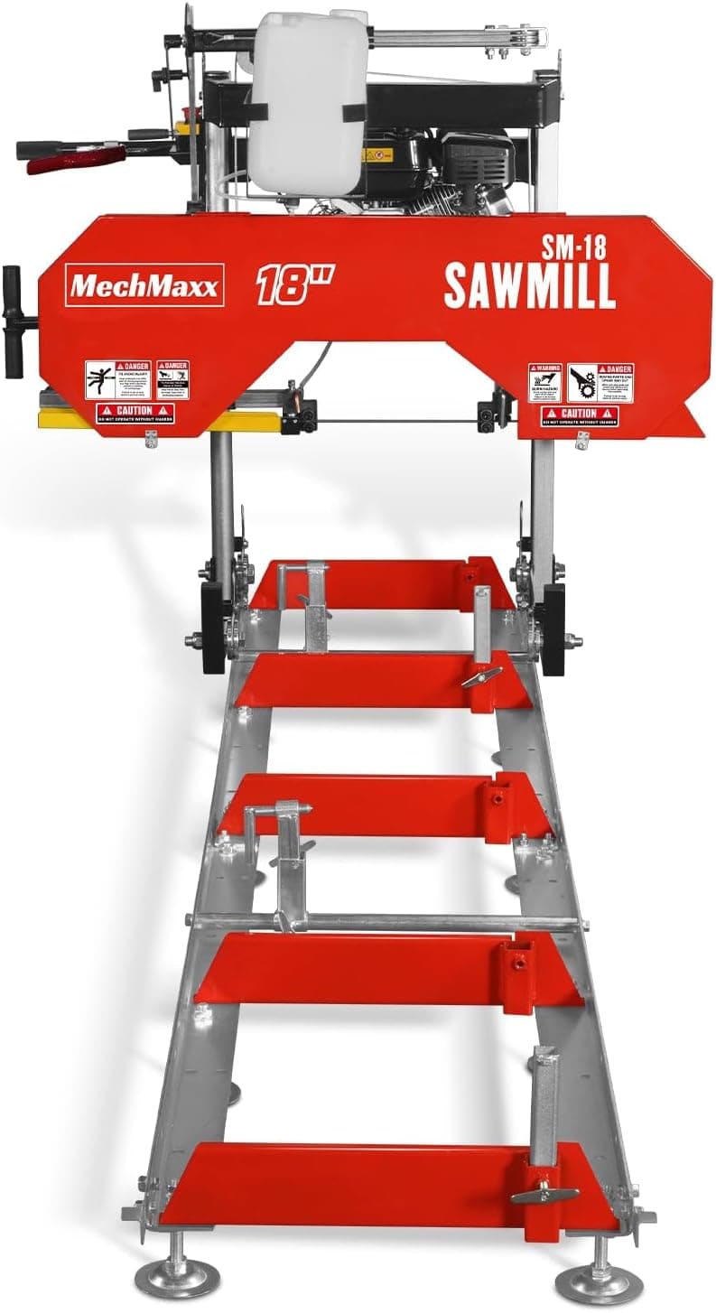 212cc 7HP Gasoline Engine,18'' Log Diameter,8'1'' Cutting Length,15" Board Width And 7'' Board Thickness,10' Track Length,Portable Wood Sawmill Chain Saw,Model SM-18