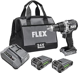 FLEX 24V Brushless Cordless 1/2-Inch 750 In-Lbs Torque 2-Speed Drill Driver Kit with (2) 2.5Ah Lithium Battery and 160W Fast Charger - FX1151-2A