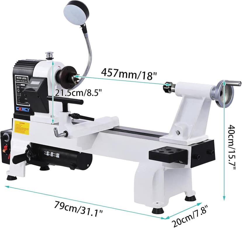 CXRCY 12" x 18" Wood Lathe, Powerful Benchtop Wood Lathe Machine 3/4 HP Infinitely Variable Speed 650-3800 RPM with Lathe Belt & Goggle for Woodworking, Woodturning (Model:WL460-12VF)