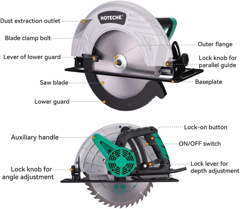 Hoteche 12-Inch Circular Saw 4-HP Compact Portable Table Saw with Saw Blade for Desktop Use