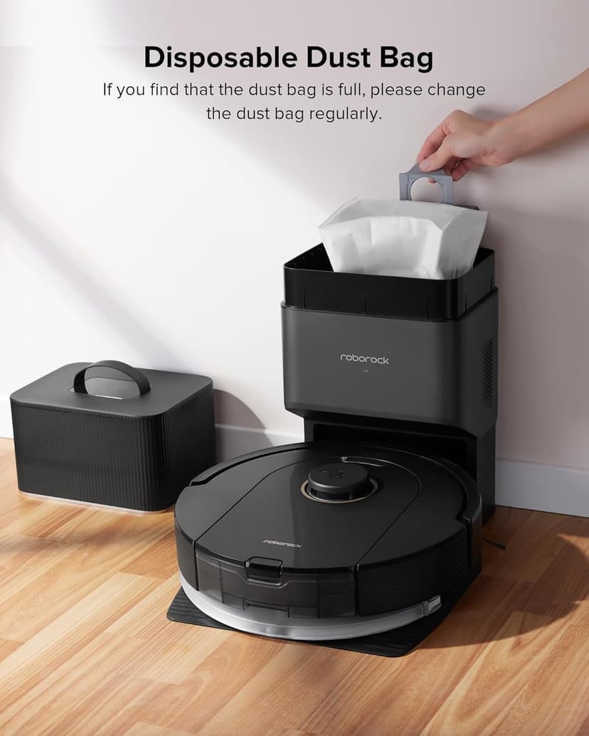 roborock Q5 Pro+ Robot Vacuum and Mop, Self-Emptying, 5500 Pa Max Suction, DuoRoller Brush, Hands-Free Cleaning for up to 7 Weeks, Precise Navigation, Perfect for Hard Floors, Carpets, and Pet Hair
