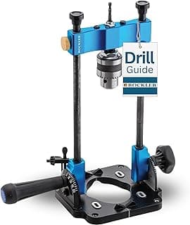 Rockler Drill Guide | Portable Drill Press Adapter for Hand Drill - 0 to 60 Angle w/Protractor & Chuck Key for straight holes - Rockler Woodworking