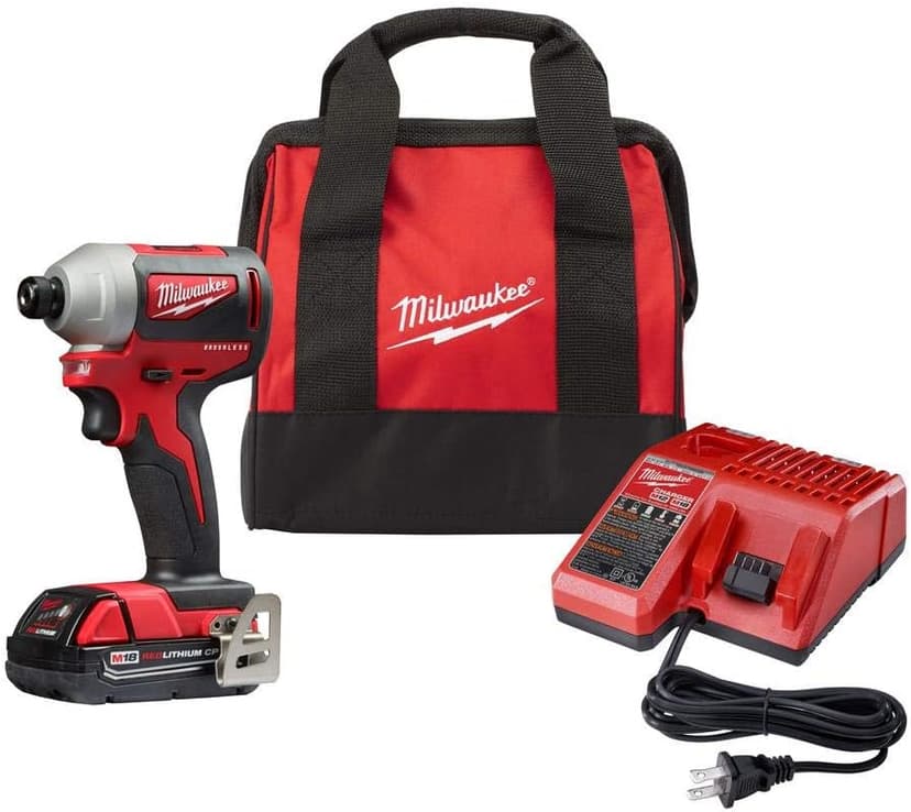 Milwaukee 2850-21P M18 Brushless Lithium-Ion Compact 1/4 in. Cordless Hex Impact Driver Kit (2 Ah)