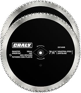 CRALY 7-1/4 Inch 140 Teeth Circular Saw Blade, 5/8 Inch Arbor, Thin Kerf, for Cutting Plywood, OSB, Plastic, Paneling & Vinyl Siding, 2-Pack(C07140WB-2)