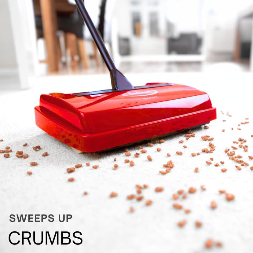Ewbank Speedsweep Carpet Sweeper - Compact, Lightweight, Non-Electric Floor Cleaner - 46" Height, 12 oz, Red