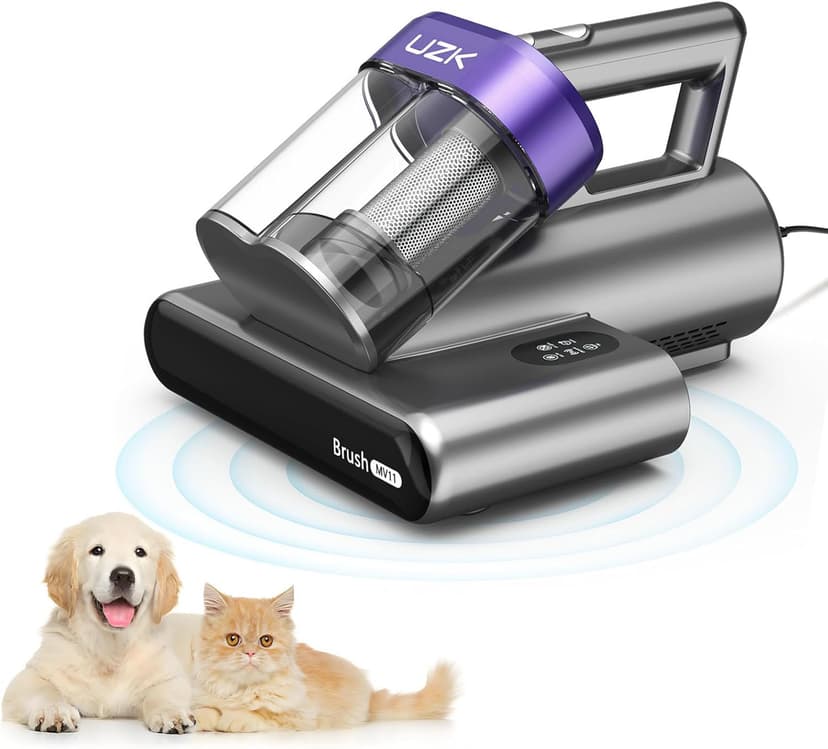 Mattress Vacuum Cleaner,Bed Vacuum Cleaner with UV-C Light,16Kpa,140°F Heat,Ultrasonic,Anion,Handheld Vacuums for Bed,Sofa,Couch,Crib(Corded, Purple)