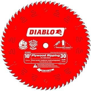 Diablo Plywood Ripping Saw Blade - Ideal for Superior Rip Cuts in Plywood, OSB, Hardwoods and Softwoods - 10" Diameter, 30 ATB Teeth, 6000 Max RPM - D1030X