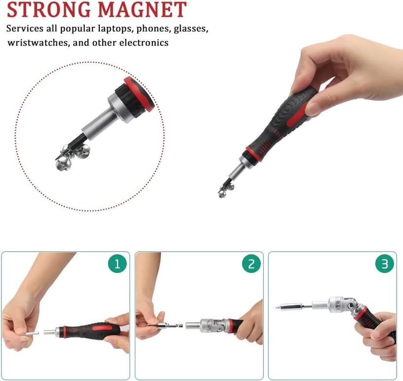 61 in 1 Ratcheting Screwdriver Set, Magnetic Screwdriver Bit Set with Rotatable Ratchet Handles, Sockets & Bits, Household Repair Tool Kits for Computers, Electronic Devices, Furniture