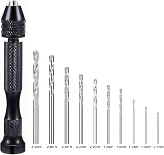 Professional Pin Vise Hand Drill Bits, Mini Twist Drill Bits Set (0.8-3.0mm), Precision Hand Drill Bit Rotary Tools Set of 11, for Metal Wood, Manual Work DIY, Jewelry, Assembling, Model Making