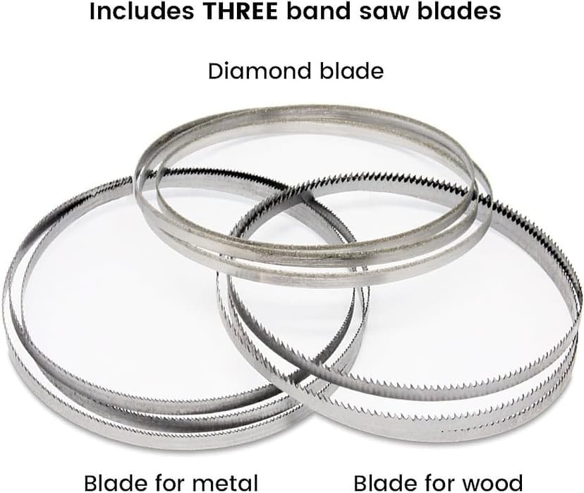 Inland Craft DB-100 Band Saw Machine for Cutting Stained Glass, Stone, Plastic, Wood, Metal, Corals - Band Saws for Woodworking, Metal Cutting Bandsaw - Includes THREE Blades - Black