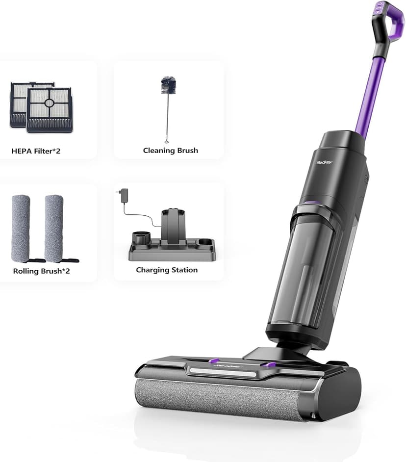 W15 Wet Dry Vacuum Cleaner, 3-in-1 Cordless Vacuum Mop with Self-Washing, 35min Runtime, Self Propelled, 0.2in Edge Cleaning, 910ML Large Clean Water Tank, Powerful Suction For Hard Floor Pet Hair