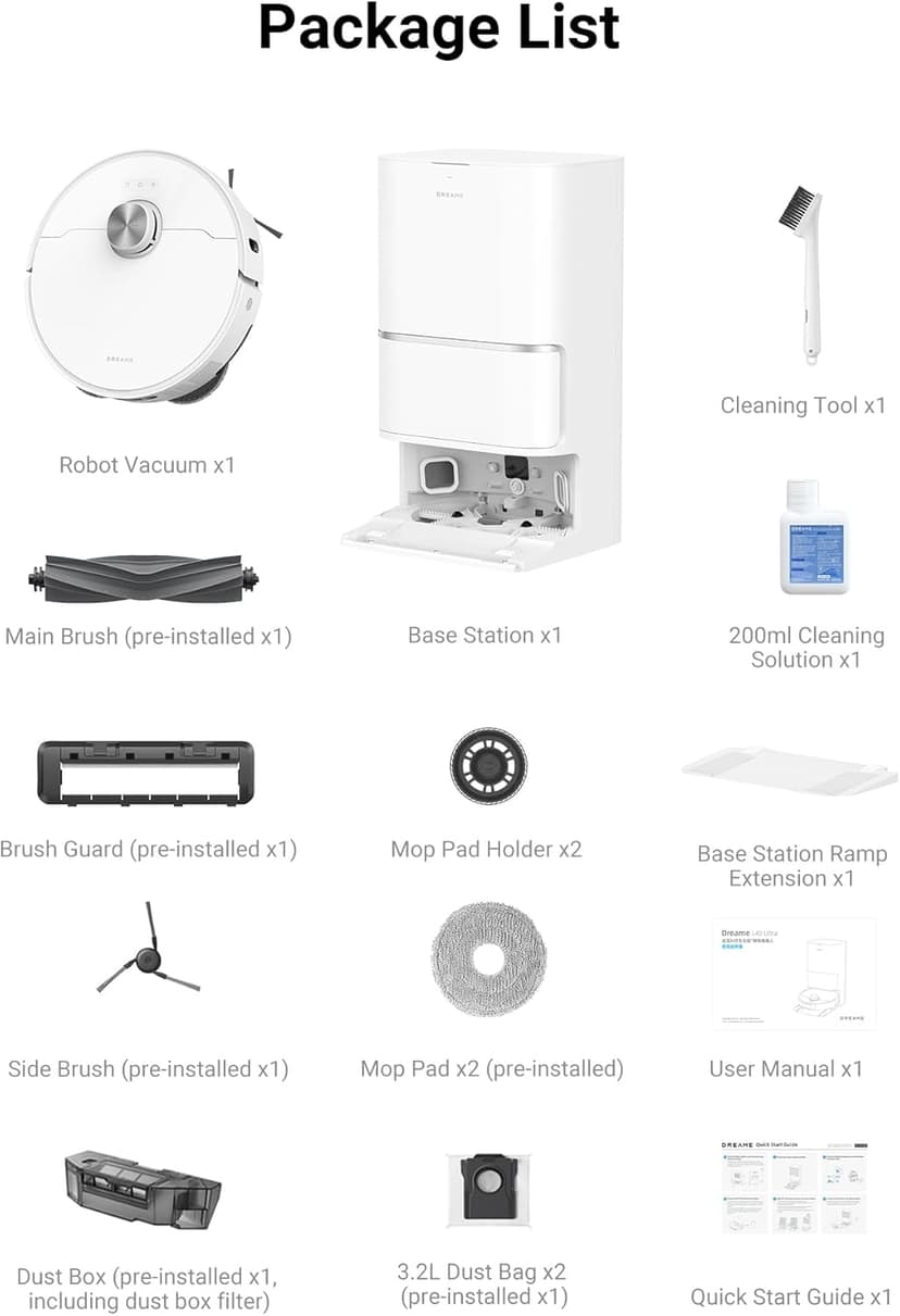 DREAME L40 Ultra Robot Vacuum with Removable & Liftable Mop, Extendable & Liftable SideBrush, 11,000Pa Suction, 149℉ Mop & Washboard Self Cleaning, Auto-Empty, Auto Refill, Voice Control