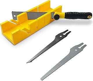 4-Piece Miter Box and Saw Set, 12-Inch Mitre Box with 3 Mitre Saws for Precise Miter and Bevel Cuts, Miter Box with Saw Included for Woodworking, Crafting and Carpentry