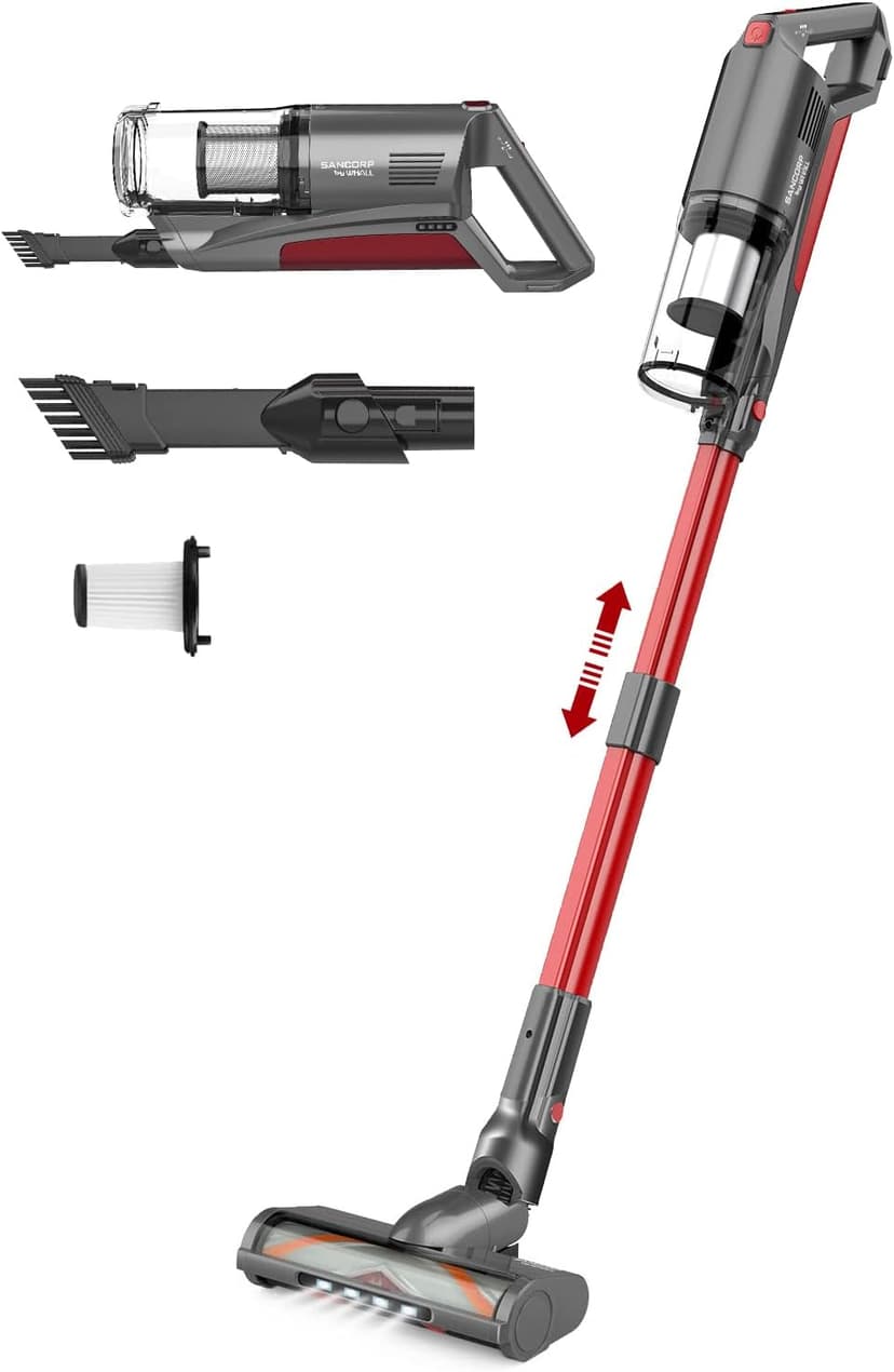 whall Cordless Vacuum Cleaner, Upgraded 25Kpa Suction 280W Brushless Motor Cordless Stick Vacuum Cleaner, Lightweight Handheld Vacuum for Home Pet Hair Carpet Hard Floor, up to 55mins Runtime,Grey