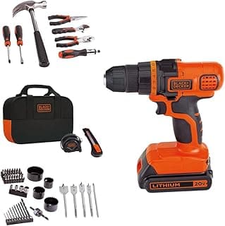 BLACK+DECKER 20V MAX 68-Piece Cordless Drill and Home Tool Project Kit with Tool Storage Bag (LDX120PK)