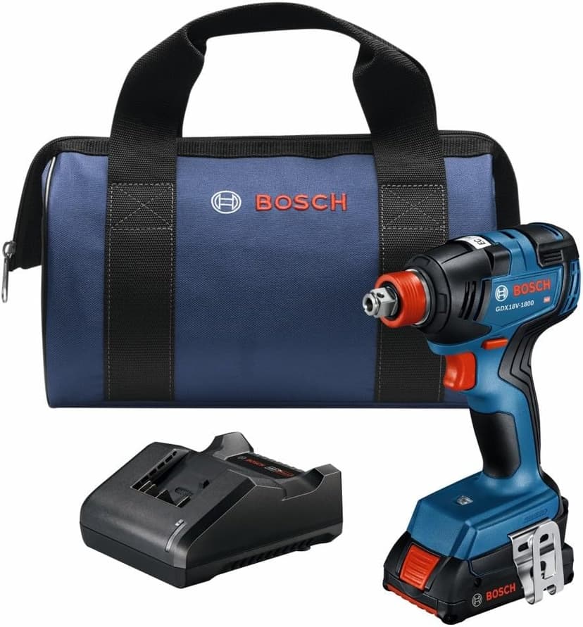 Bosch GDX18V-1800B12 18V Two-In-One 1/4 In. and 1/2 In. Bit/Socket Impact Driver/Wrench Kit with 2 Ah Standard Power Battery