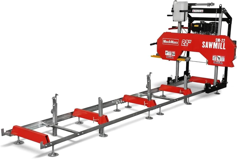 22" inch Portable Sawmill, 270cc 9HP Gasoline Engine, 20" Board Width, 13' Track Length, Model SM-22