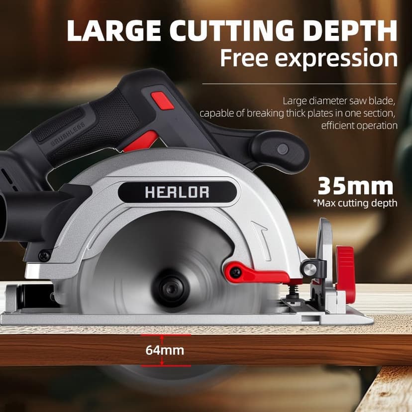 Cordless Circular Saw, Portable Table Saw Compatible with Dewalt 20V Battery, Power Mini Circular Saw with 7-1/4-Inch Blade, 5600RPM, Adjustable 0-57° Max Angle for Wood Cutting Tools (No Battery)
