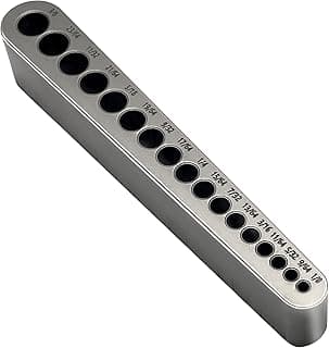 STD1000DGNP Drill Guide for Straight Holes, 17 Drill Sizes, From 1/8" to 3/8", in 1/64" Increments, Heat-Treated Steel, Drill Jig Block, Drill Bit Guide, Lifetime Free Replacement