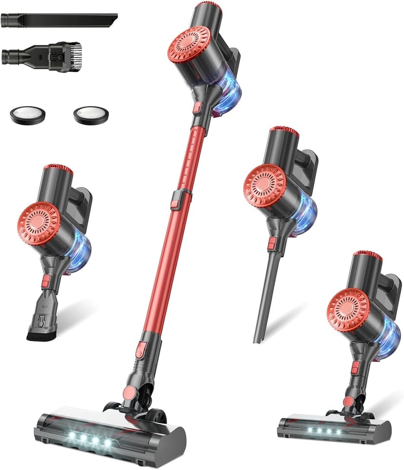 Cordless Vacuum Cleaner with Self-Standing, Powerful Stick Vacuum Cleaners for Home, 8-in-1 Lightweight Rechargeable Vacuum, 7-Layer Filtration,Ideal for Carpet, Pet Hair, Hardwood Floors