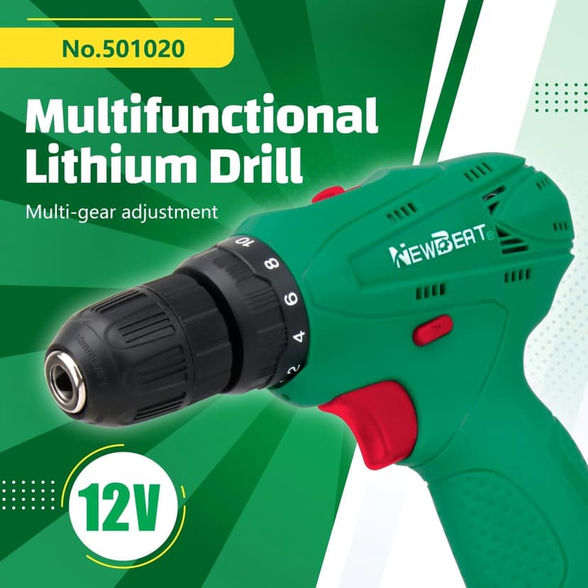 Cordless Drill Set, 12V Power Drill Driver with Battery and Charger, 3/8" Keyless Chuck, 2 Variable Speed, 18+1 Torque Setting, Cordless Drill Driver Kit for Home and DIY Project