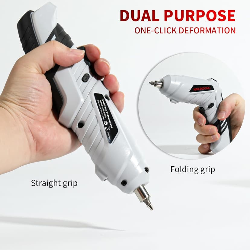 Electric Cordless Screwdriver Set, power-screw-guns，Rechargeable Cordless Power Tool with Carrying Case and Bits (white)