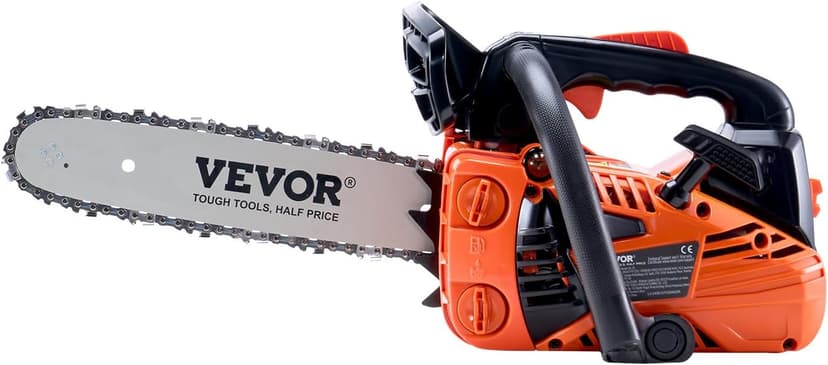 VEVOR 25.4 CC 2-Cycle Top Handle Gas Powered Chainsaw 12 Inch Petrol Handheld Cordless Chain Saw for Tree Wood Cutting