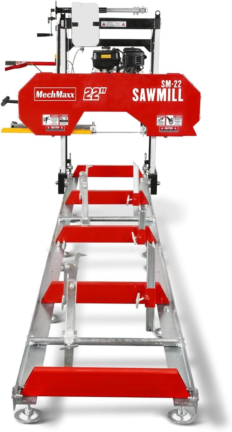 22" inch Portable Sawmill, 270cc 9HP Gasoline Engine, 20" Board Width, 13' Track Length, Model SM-22