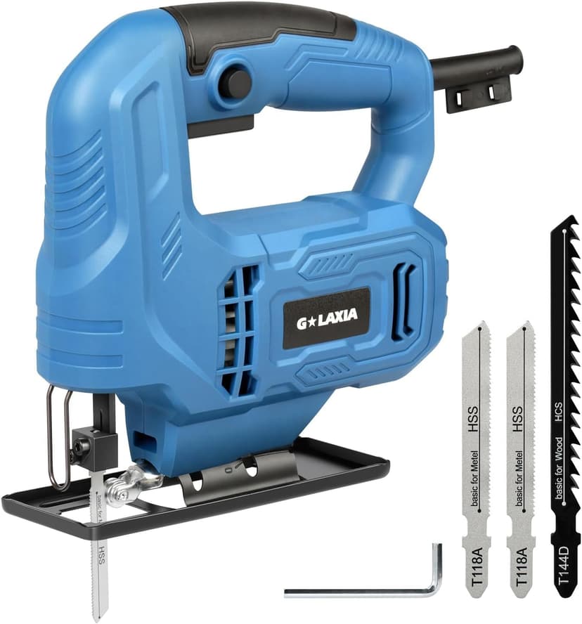 4-1/2" 3400RPM Cordless Circular Saw with Laser Guide and 3.5 Amp Corded Jig Saw with 3pcs Cutting Blades