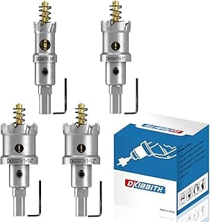 4 Pcs TCT Hole Saw Drill Bit Set,3/4” to 1-1/2” Tungsten Carbide Hole Saws Kit for Stainless Steel Hard Metal Plastic Wood, 1” Cut Depth, with Detachable Pilot Drill Bits, Allen Wrench