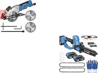 Mini Circular Saw, 4Amp 3500RPM And Battery Chainsaw 8 Inch with 2 batteries