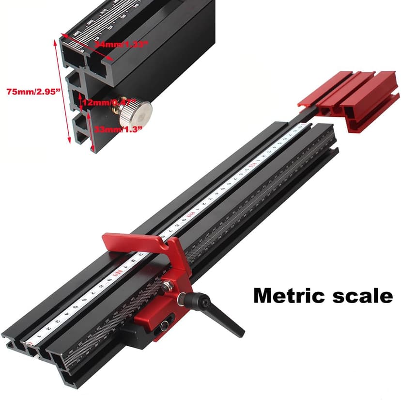 Miter Saw Fence for Woodworking Accessories, 75 T-Track Table Fence System with Laser Measure - Fits Portable Table Saws, Band Saws and Cabinet Saws (Fence Only)