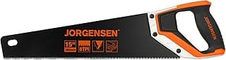 JORGENSEN 15” Hand Saw, Black Coated Coarse Handsaw 8TPI for Wood Cutting, Ergonomic Non-Slip Aluminum Handle for Sawing, Trimming, Gardening, Pruning, PVC