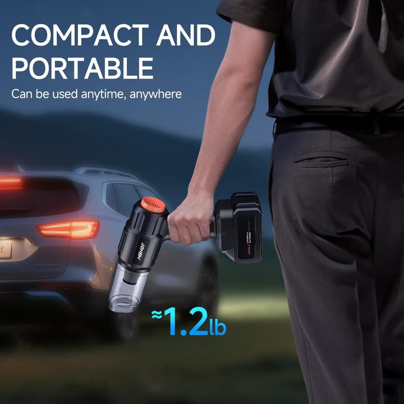 Car Vacuum Portable Cordless, 35000PA High Power Suction & Blower, Wireless Handheld Vacuum Cleaner for Car, Home, Office, Pet(Coal Black)
