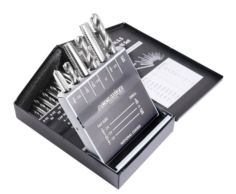 Accusize Industrial Tools U.N.C. 18 Pc H.S.S. Tap and Drill Set, 0001-0040