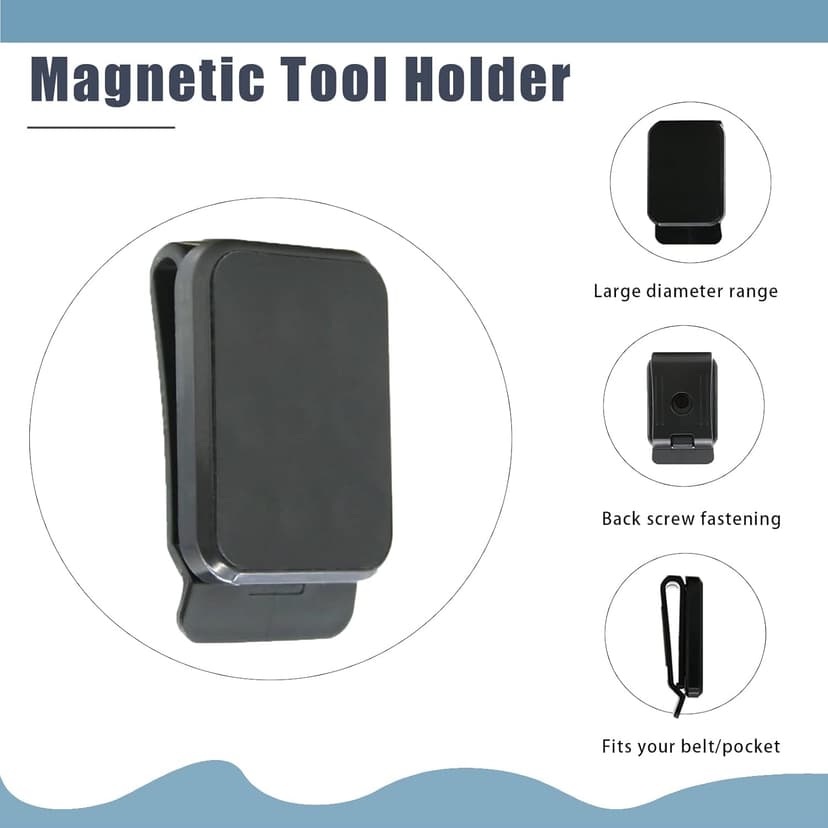 Magnetic Tool Holder Super Strong Tool Holster, Magnet Belt Clip Neodymium Magnet Leather Sleeve for Screws, Hammers, Sockets, Pliers, Drills, Wrenches Magnetic Tools and Hardware 2 Pcs