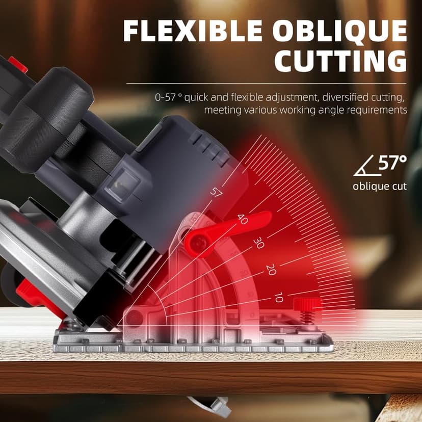 Cordless Circular Saw, Portable Table Saw Compatible with Dewalt 20V Battery, Power Mini Circular Saw with 7-1/4-Inch Blade, 5600RPM, Adjustable 0-57° Max Angle for Wood Cutting Tools (No Battery)