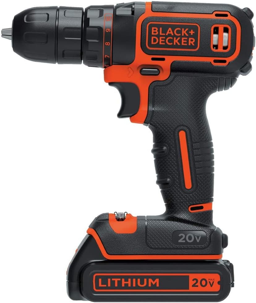 BLACK+DECKER 20V MAX Cordless Drill/Driver Kit with ‎Battery, Charger, and Double Ended Bit (BDCDD120C)