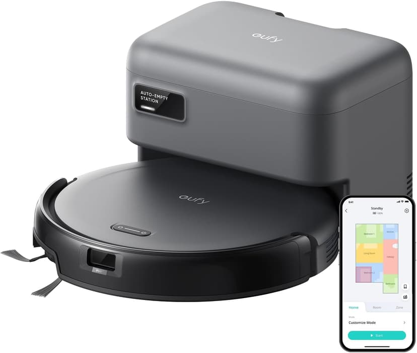 eufy Robot Vacuum C10 with Self Emptying Station, Up to 60 Days Hands Free Cleaning, Edge Expansion Brush, 4000Pa Powerful Suction, 2.85-Inch Ultra-Slim Body, Smart Mapping, Lidar Navigation
