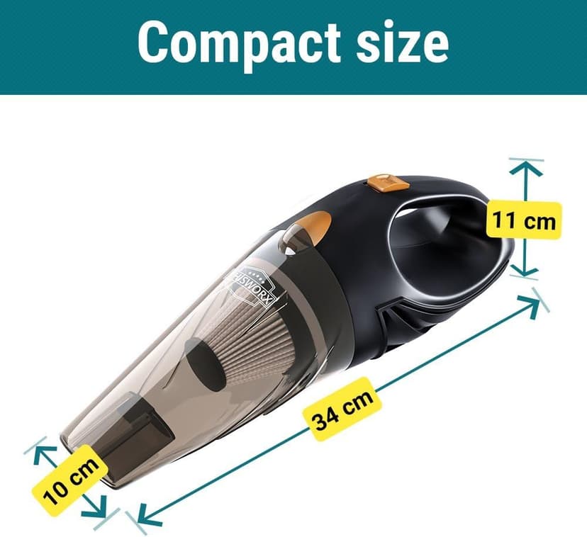 THISWORX Car Vacuum Cleaner - Portable, High Power, Handheld Vacuums w/ 3 Attachments, 16 Ft Cord & Bag - 12v, Auto Accessories Kit for Interior Detailing - Black